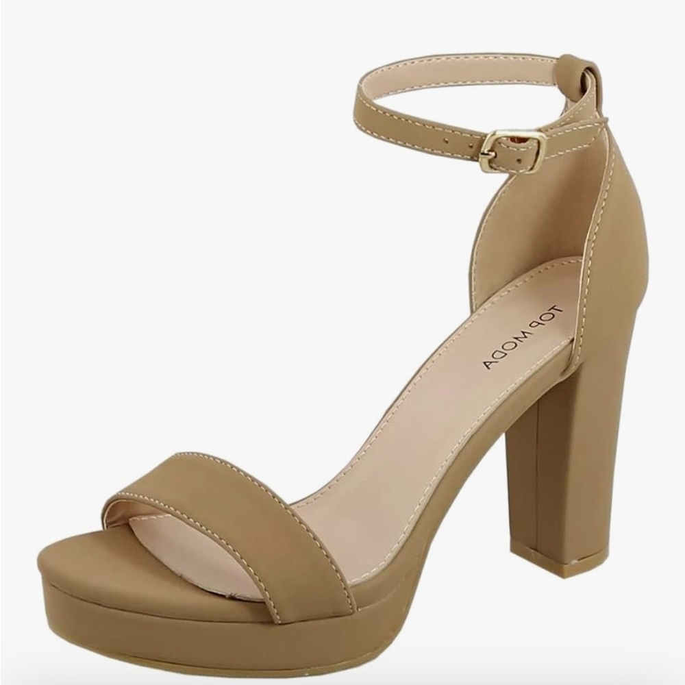 NWOT Top Moda  Tan Platform High Heel Sandals